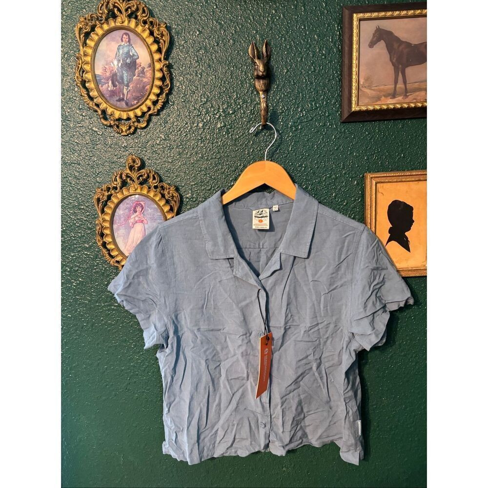 Bearded Goat Womens NWT Breeze Blue Shirt Sz Large